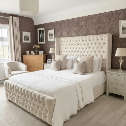 Wingback bed frame plush - bed,
