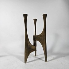 1960 Michael Harjes Brutalist Bronze Tripod Candle Holder