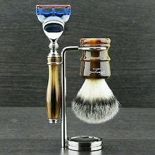 Shaving Set with 5 Edge Shaving Razor Shaving Brush and Stand, Kit for Men