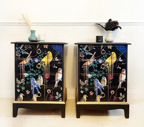 Pair hand painted upcycled - pair,