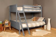 3ft 4ft Triple wooden Bunk Bed kids Pine White or Grey & Mattress Option