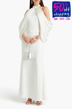 RRP€950 BADGLEY MISCHKA Satin Gown US2 UK6 IT38 XS Ivory Lined Draped