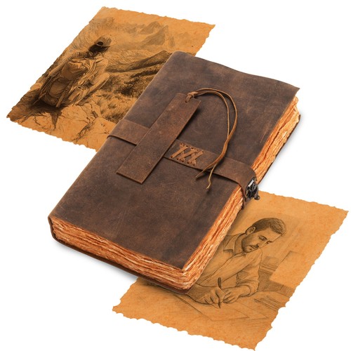 Vintage leather journal 200 - leather, journal,