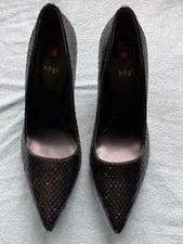 Hogl Viper Leder 0100 Schwarz Black UK Size 6 Women's Shoes New In Box