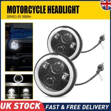 5.75" Round LED Headlight Hi/Lo RGB Skull DRL For Land Rover Defender 90 110 UK