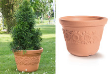 Round Planter Large Flower Pot Elegant Outdoor Classic Durable Brick Colour 60L