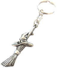 Witches Broom Handcrafted In Solid English Pewter Keyring Hin-KR870