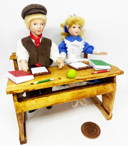 Dolls house wooden school desk - dolls,