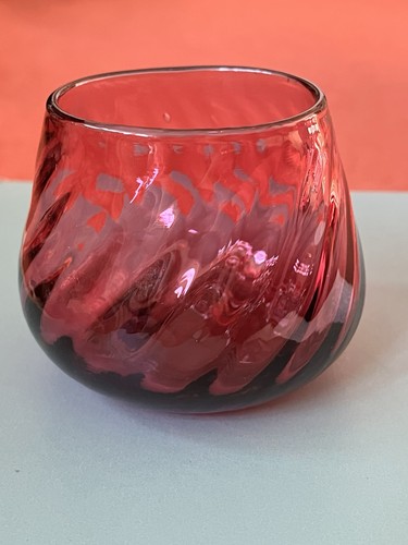 Cranberry glass bowl with - glass, a