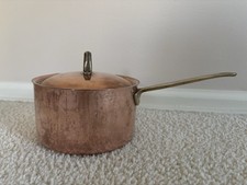 Vtg Paul Revere 1801 Sauce Pan Copper Pot Lid Brass Handle used
