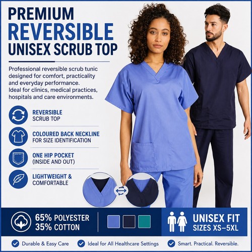 Reversible scrub tunic top - reversible,