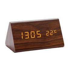 Bedside Wooden Digital Alarm Clock LED Display Voice Control Clocks for Bedrooms