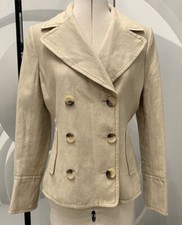 Marks and Spencer Per Una Beige Linen & Cotton Blazer Jacket Double Breast