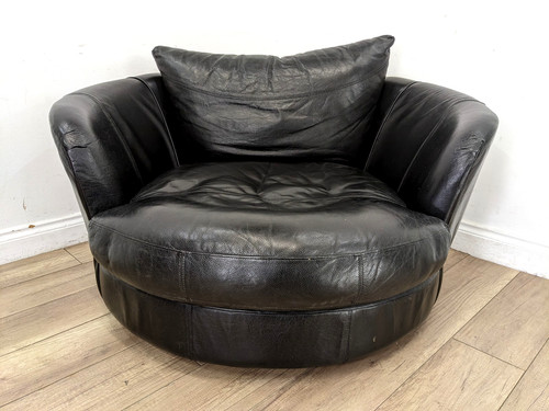 Armchair dfs black leather - dfs,