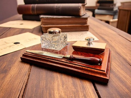 Vtg desk set - vtg, set-inkwell-letter
