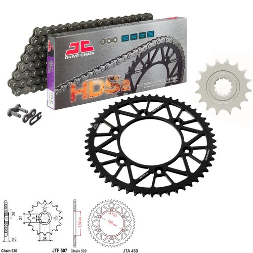 Kdx250 chain and sprocket - and, kit