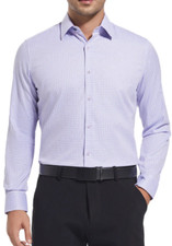 Duchamp Mens SlimFit Cotton Stretch Dress Shirt, Light Purple, sz XL(17.5in, 44)