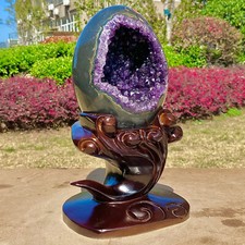 6.9LB - Natural crystal amethyst cave dinosaur egg ornament attracts wealth