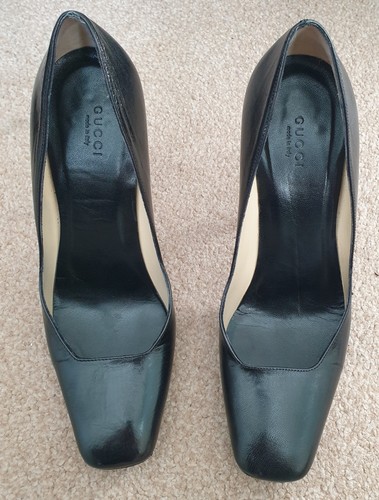 Gucci black leather courts - leather,