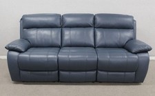 Furniture Village Moreno Blue Leather Power Reclining 3 Seater Sofa