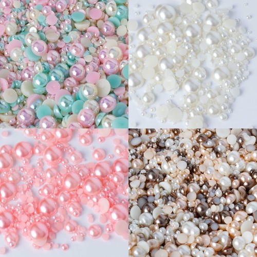 Mixed flat back - mixed, pearls