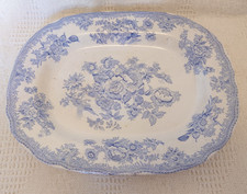 Vintage Blue & White Asiatic Pheasant Platter in Good Condition