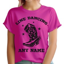 Personalised Any Name Line Dancing Hat And Boot Custom Womens T-Shirts #TA-195