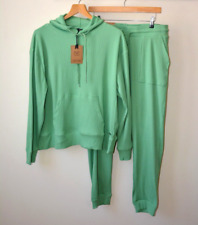 EX F & F GREEN RIBBED HOODIE