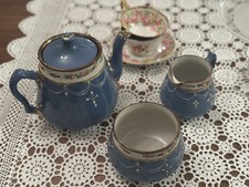 Vintage Blue Ceramic Tea Set