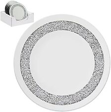 EagleWiz CRUSHED JEWELS DIAMANTE CANDLEPLATE MIRRORED CANDLE PLATE 20cm