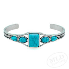 Vintage Turquoise Cuff Bracelet Natural Stone Boho Western Adjustable Bangle