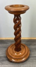 French Vintage Carved Oak Plant Stand Barley Twist Pedestal LOT 3888