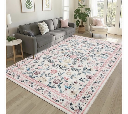 Vintage style floral - floral, rug