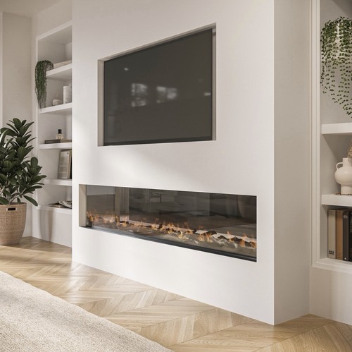 Media wall inset electric fire - wall,