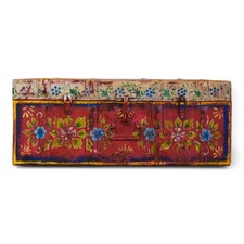 Vintage Metal Indian Hand Painted Travel Trunk Chest