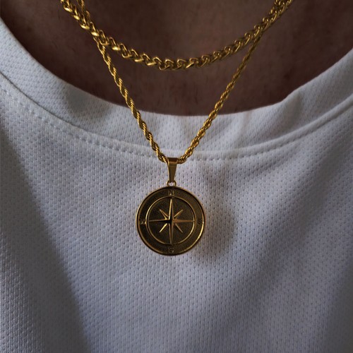 18k gold compass necklace - 18k,
