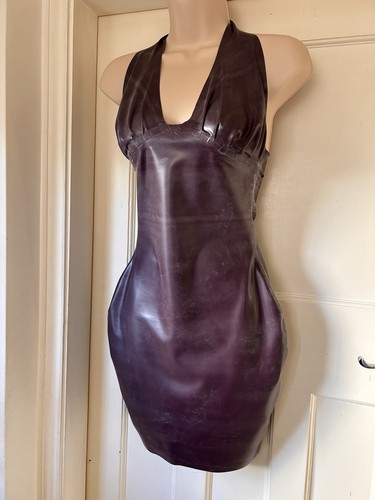 Latex halter neck dress ruby - latex,