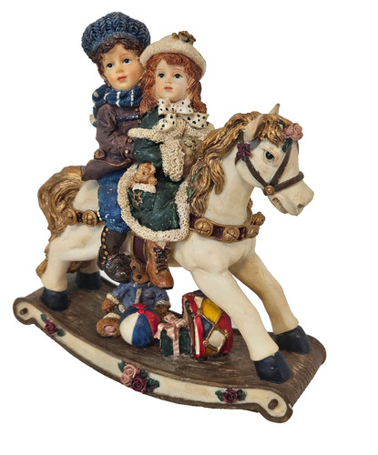 Two childern riding rocking - childern, a