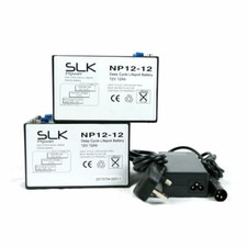 2 x 12v SLK POWER 12AH Pride GoGo Lithium Mobility Scooter Batteries + Charger 