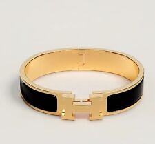 Brand New, Black (Noir) Hermes Clic Clac bracelet (GM size)