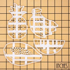 Set of 4 Tropical Fruit cookie cutters - banana, watermelon, pineapple, papaya