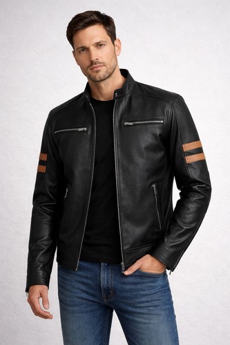 Men black cafe racer - cafe, leather