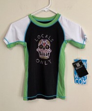 NWT Wes and Willy Boys Water Shirt Locals Only Skull Sz 7 Sun Protection UPF 50 