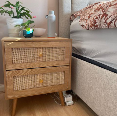 Rattan bedside table brown - table,