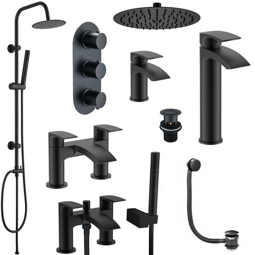Matt black modern round - modern,