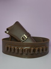 Cowboy Brown Leather Holster Belt Single Gun Revolver Western Style High Quality