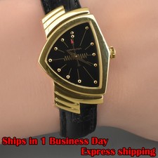[Near Mint] HAMILTON Ventura H241010 Women's Quartz Watch Gold Black From Japan