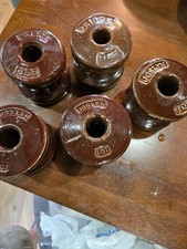Vintage Ceramic Spool Insulator 5 Total Brown