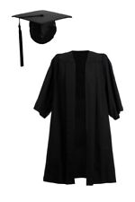 Adult Graduation Gown and Hat Set Black Mortarboard University Bachelor Cap Robe