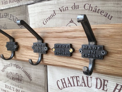 Oak coat hook rack cast - hook, iron
